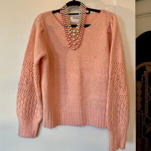 Old Navy Heathered Pointelle Knit Sweater Pink sz M